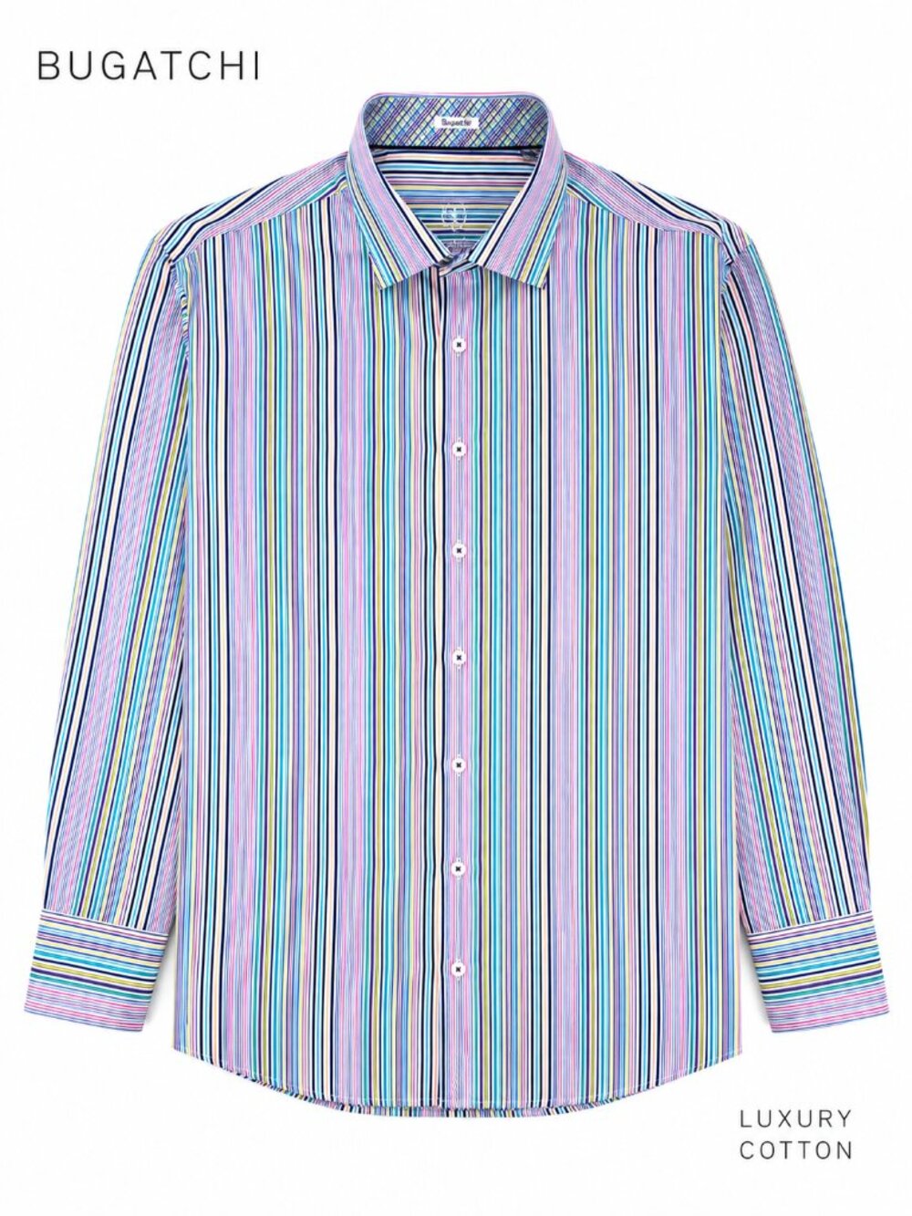 Bugatchi Uomo 🌈 Luxury Multicolor Stripe Dress Shirt 3XL